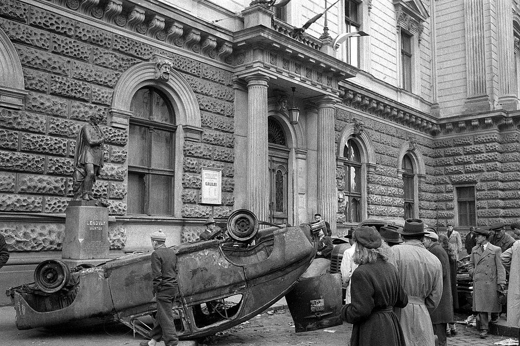 A student demonstration in Budapest got out of control, 1956.