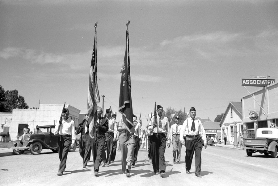 Legionaries parade on the Fourth of July in Vale.