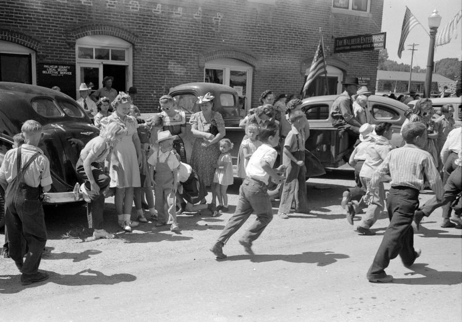 Street scene after the Fourth of July parade.