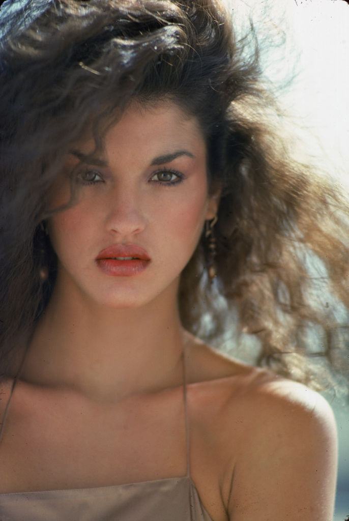 Janice Dickinson during a photo shoot in the Hamptons, 1978.