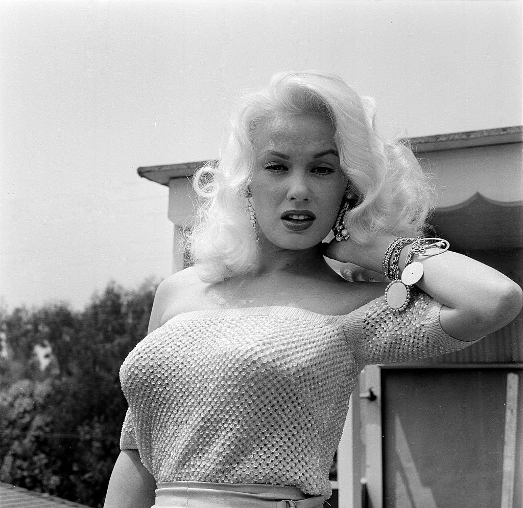 Mamie Van Doren poses at home in Los Angeles, 1956.