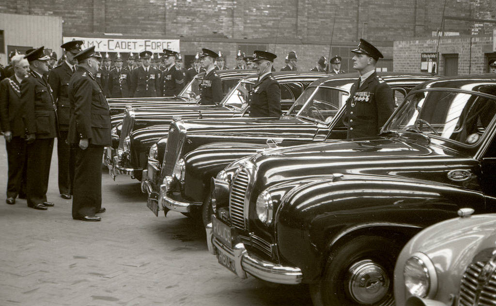 The vehicles of the Oldham Borough Police fleet in the 1950s