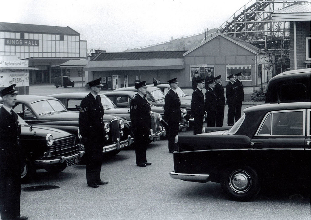 Officers of Manchester City Police await review by Her Majesty's Inspectorate of Constabulary (HMIC) at the famous Belle Vue complex on Hyde Road, 1959