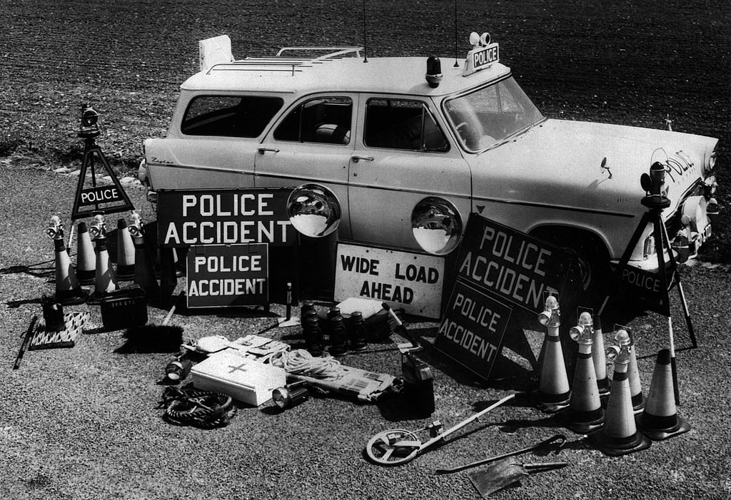 A Lancashire County Constabulary motorway patrol vehicle from the 1960s