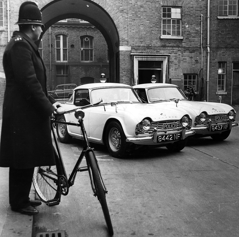 A Manchester City Police bicycle patrol officer of the 1960s