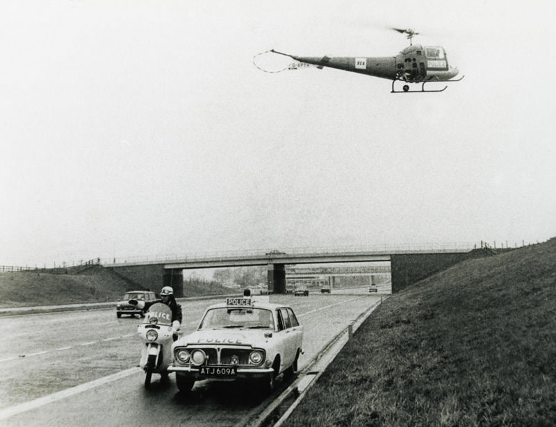 An experimental motorway patrol involving forces from the Manchester area in 1964