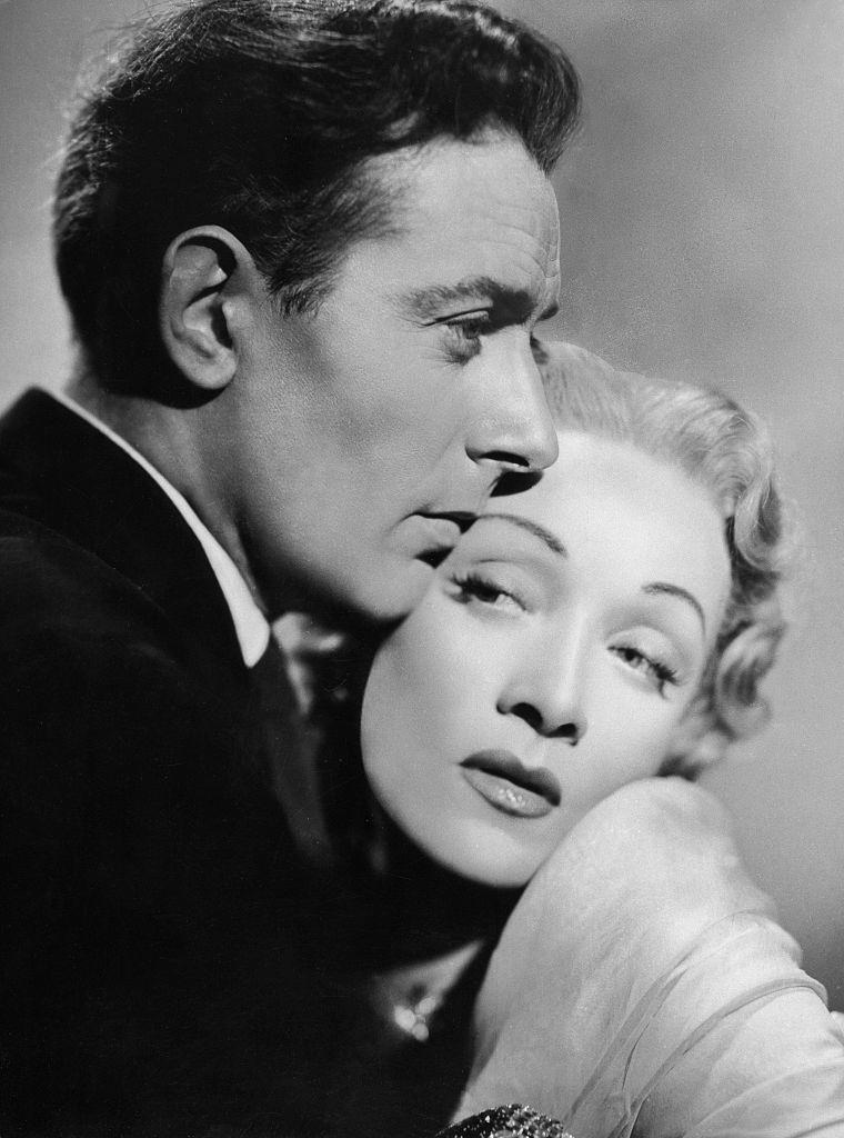 Marlene Dietrich with Michael Wilding in the movie 'Stage Fright' 1950.