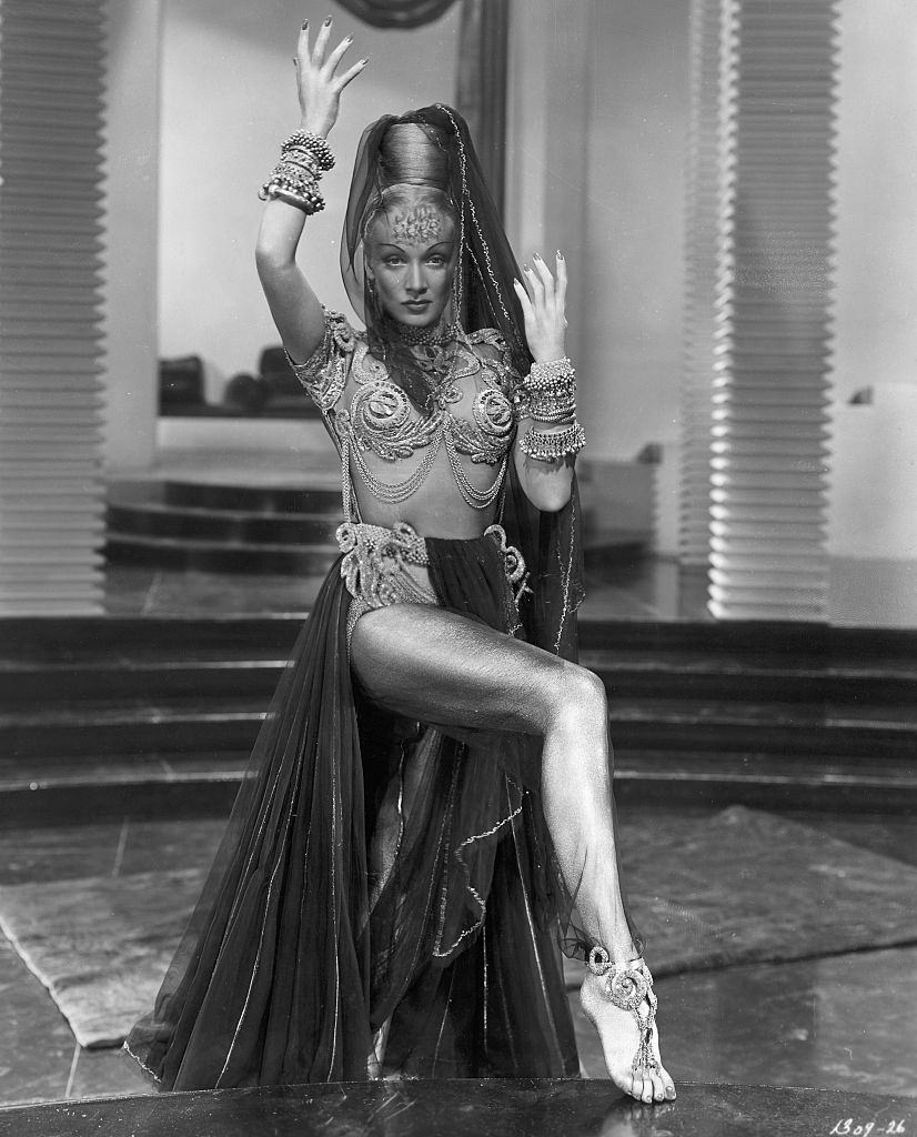 Marlene Dietrich Dressed As Harem Queen in the movie 'Kismet'.