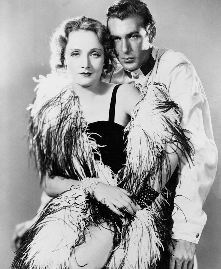 Marlene Dietrich and Gary Cooper in a scene from the film 'Morocco', 1930.
