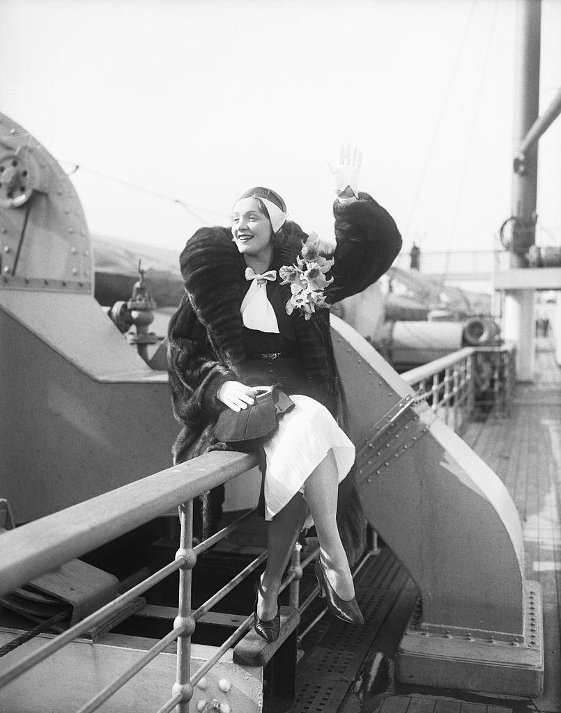 Marlene Dietrich arrives in New York aboard S.S. Bremen, 1930.