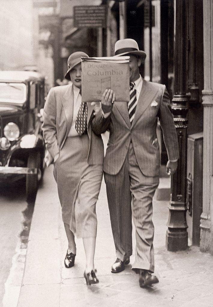 Marlene Dietrich in Paris with her hsuband, 1933.