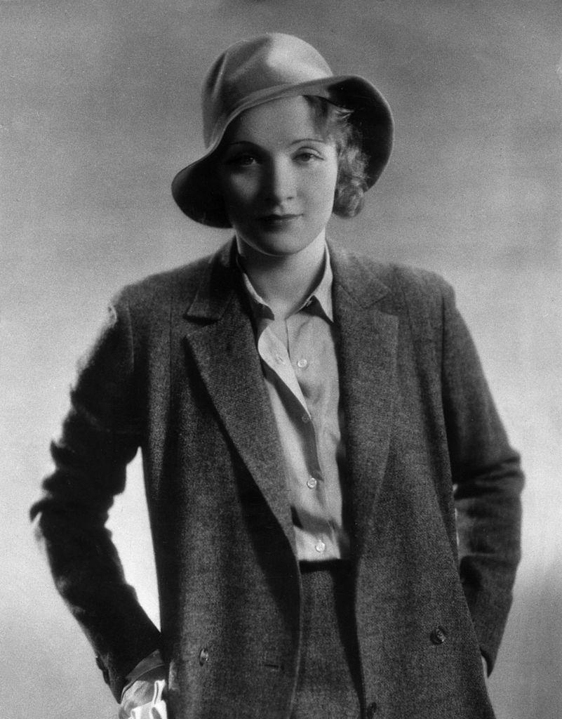 Marlene Dietrich wearing a blazer and a hat, 1925.