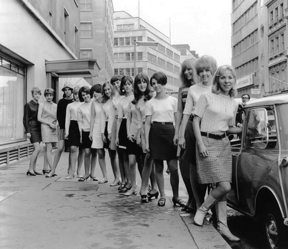 Fifteen Young Women About to Break the World Record for Passengers in a Mini, 1966