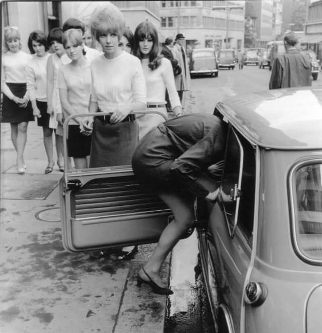 Fifteen Young Women About to Break the World Record for Passengers in a Mini, 1966