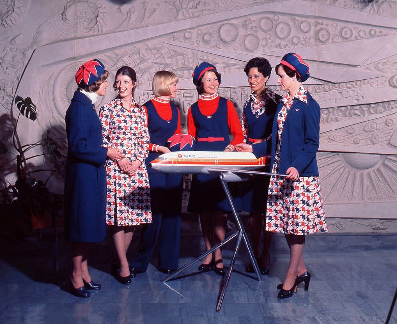 Air Hostess Uniform 1975 Red and Blue