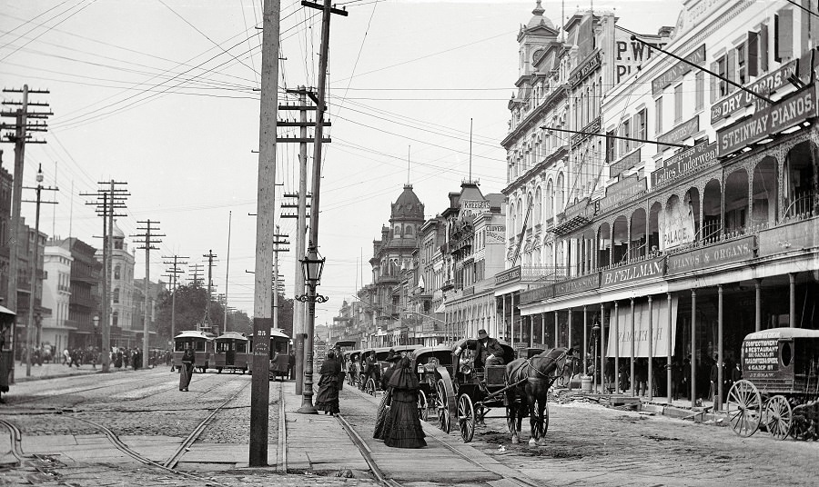 Canal Street from the Clay monument. New Orleans in the 1890s.