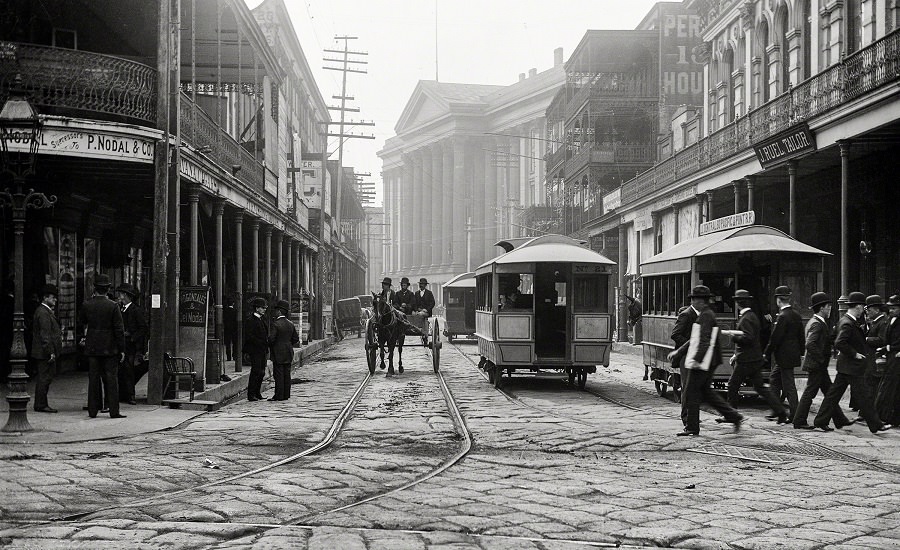 St. Charles Hotel from Canal Street. New Orleans circa 1890.