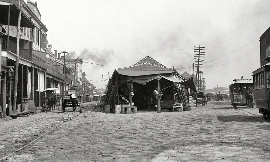 The old French Market, New Orleans, 1890s.
