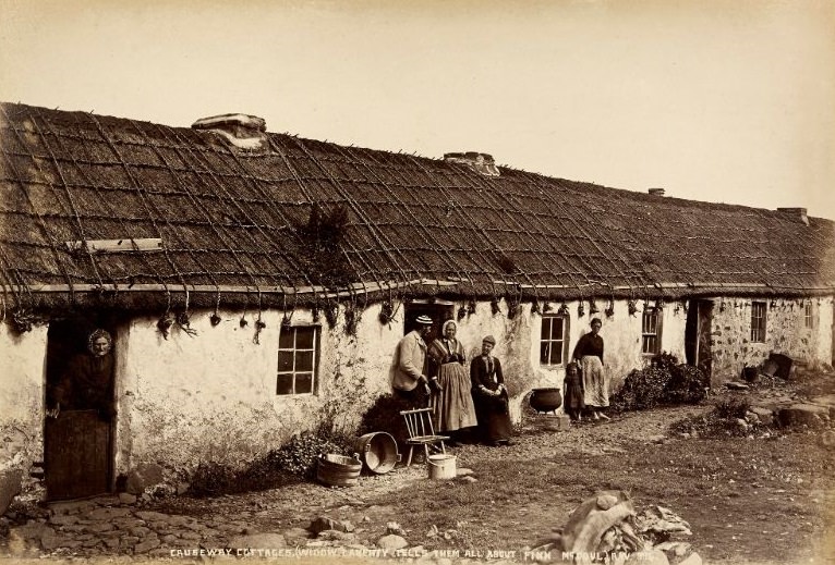 Widow Laverty telling tales of Finn McCool, Causeway Cottages