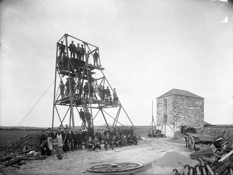 Workers at a mine in Knockmahon, County Waterford, 1906.