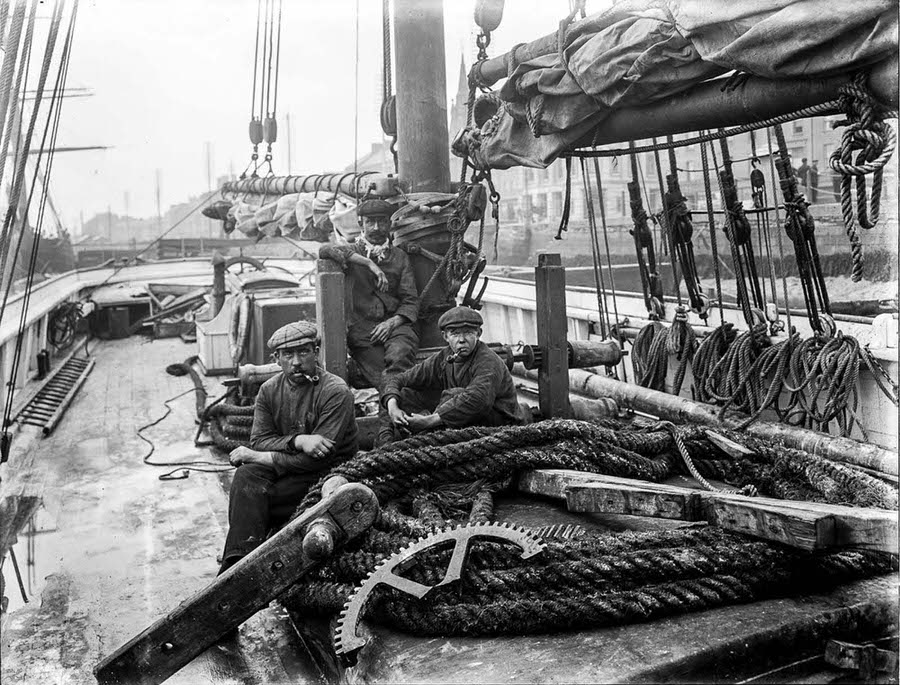 Sailors on the Sarah McDonald at Waterford, 1913.