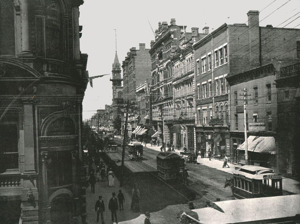 King Street looking west, Toronto, 1895.