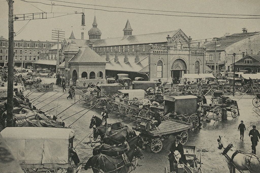 Market in Hamilton, Ontario, 1890s