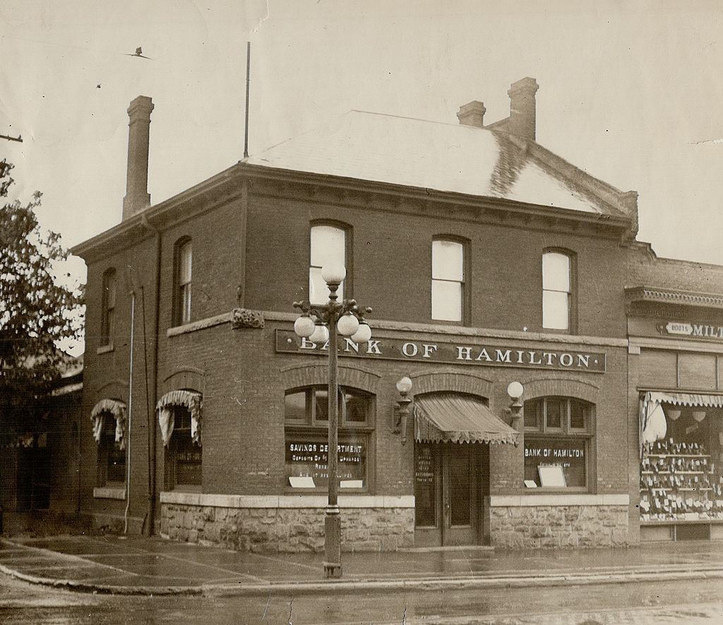 Branch Bank of Hamilton in Hamilton at 419 Barton St, Ontario, 1890s.