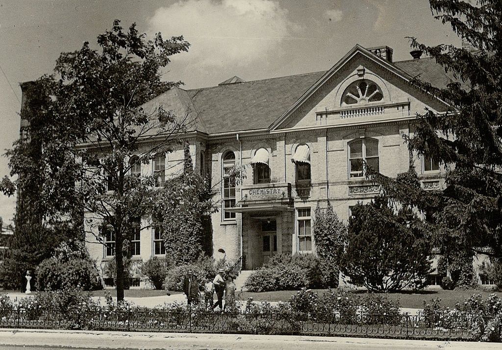 The handsome Chemistry building of the Ontario Agricultural College at Guelph, Ontario, 1899.