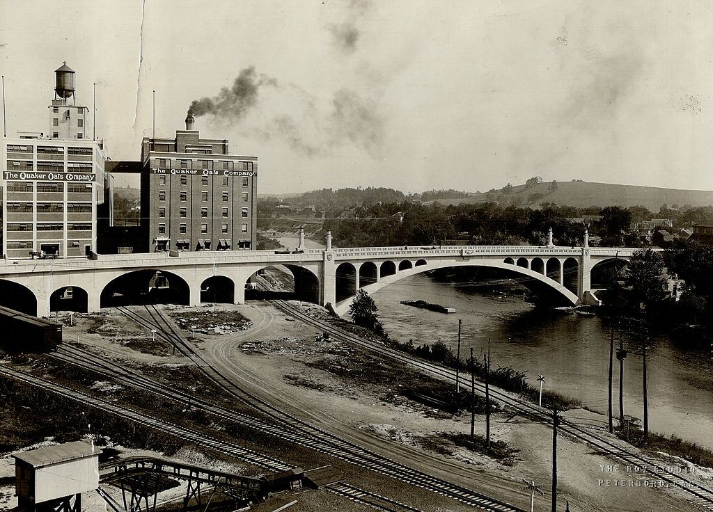 Bridge over its Otonaber River at Peterborough, Ontario, 1890s.