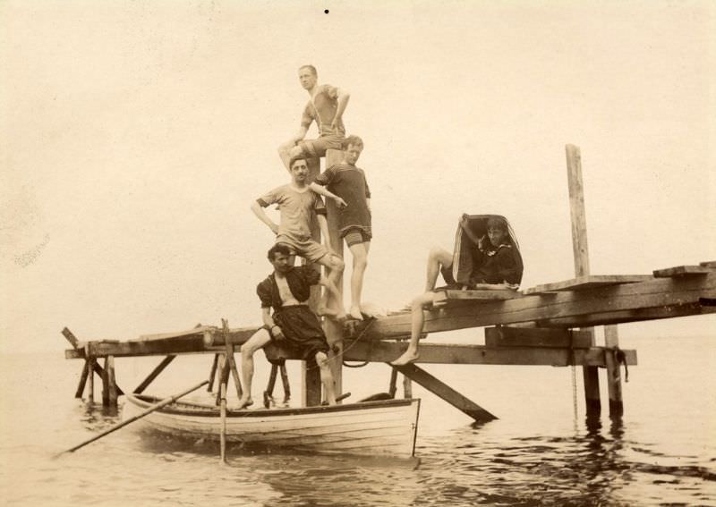 Bathing in Lake Huron, Ontario, 1890s.
