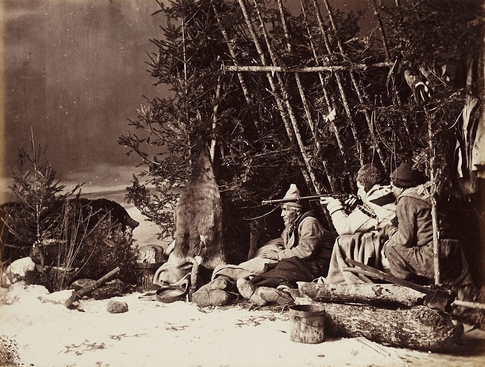 A bear hunting scene in Ottawa, 1860.