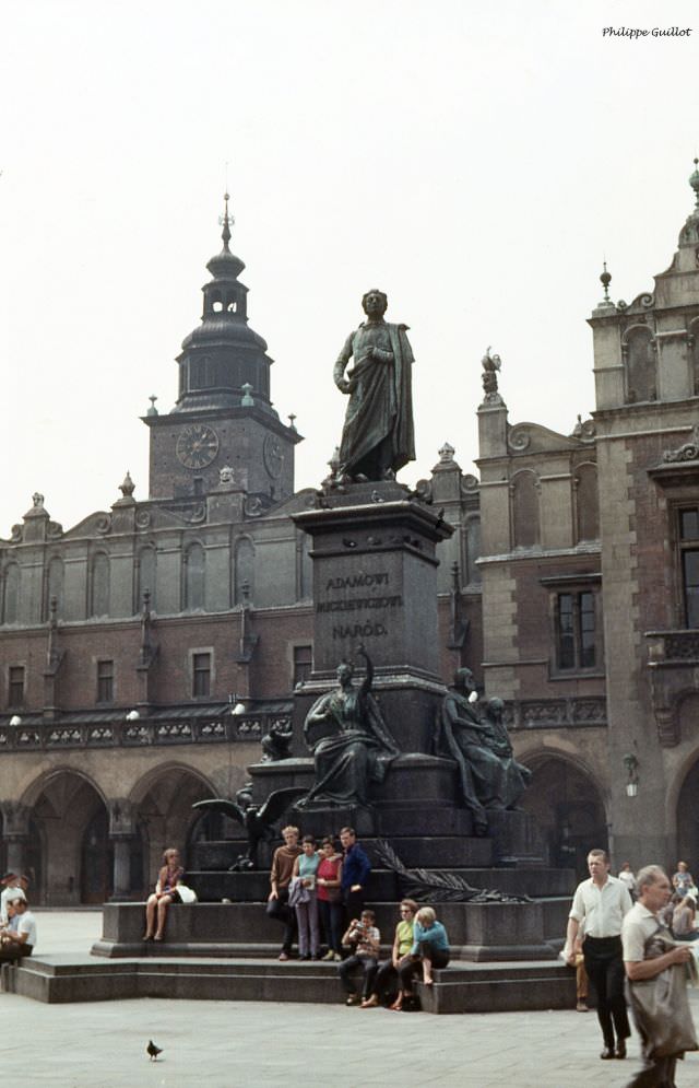 The statue of Adam Bernard Mickiewicz de Poraj. Krakow, July 1970