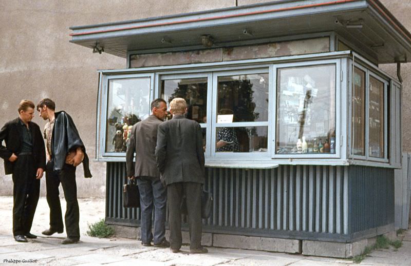 People at stall. Warsaw July 1970