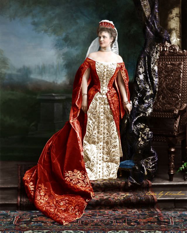 Baroness Graevenitz in Russian court dress, 1900