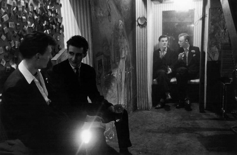 Young men at La Caverne nightclub, 1955.