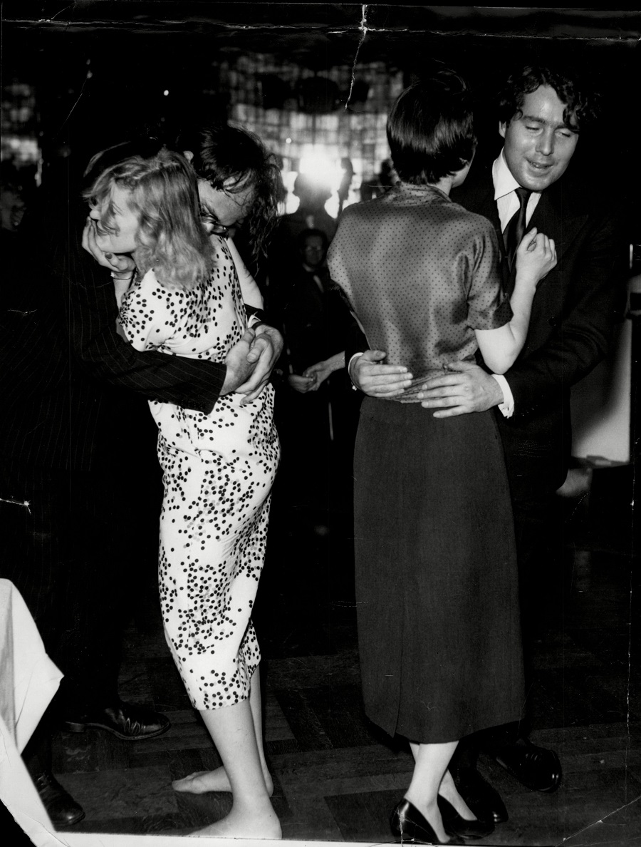 Left Nicholas Mosley (Baron Ravensdale) And Mrs Raymond Carr Right Lady Grantley And David Tennant Dancing At The Gargoyle Club In Soho London.