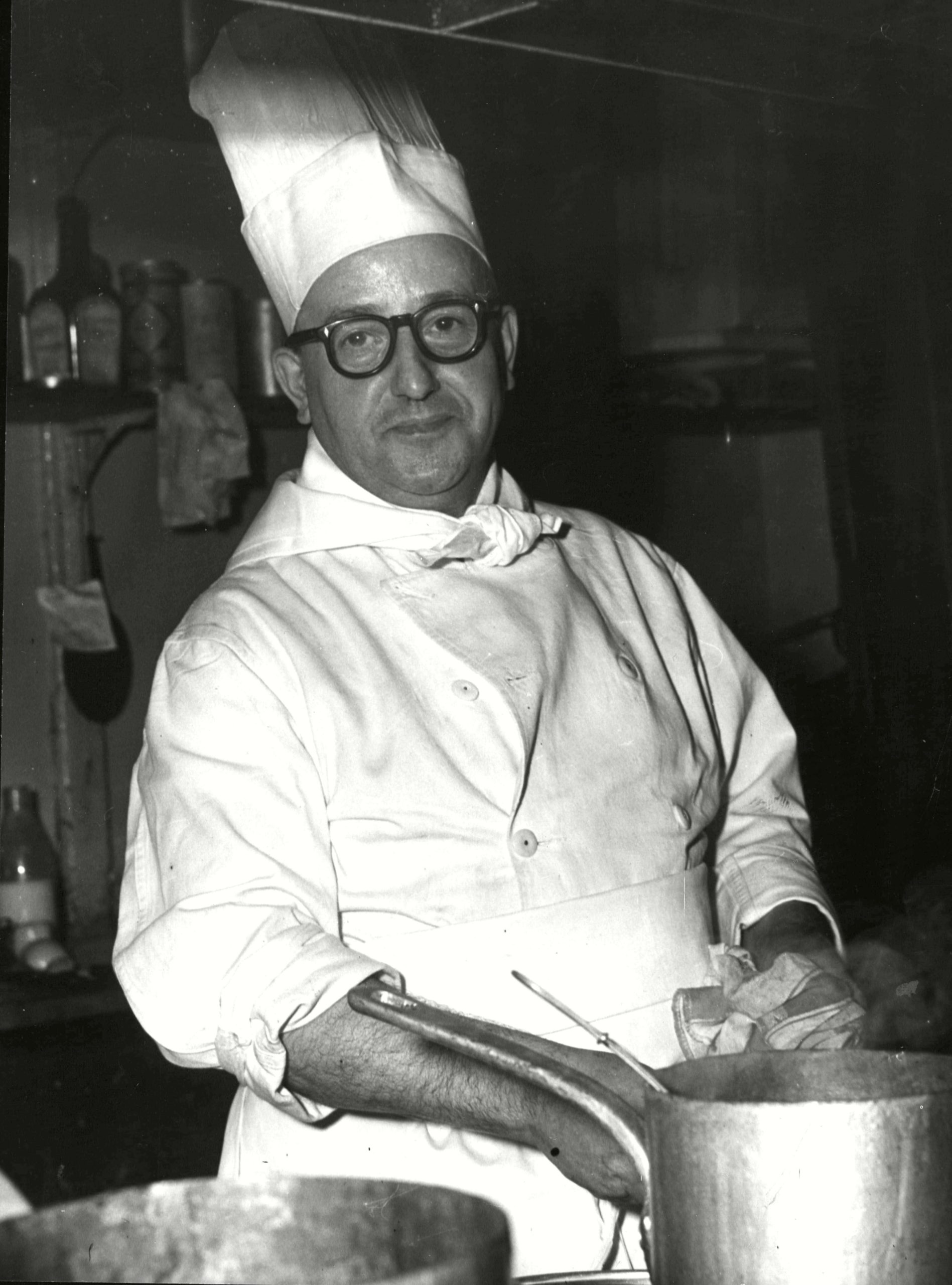 Chef John Wright Former Sergeant in the Catering Corps Cooking in the Kitchen of the Moulin D’or Restaurant Soho, 27 Dec 1955
