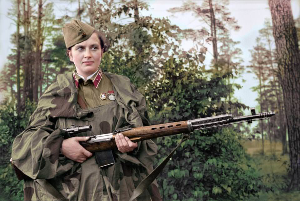 Lyudmila Pavlichenko Soviet sniper during World War II. Credited with 309 kills the most successful female sniper in history.