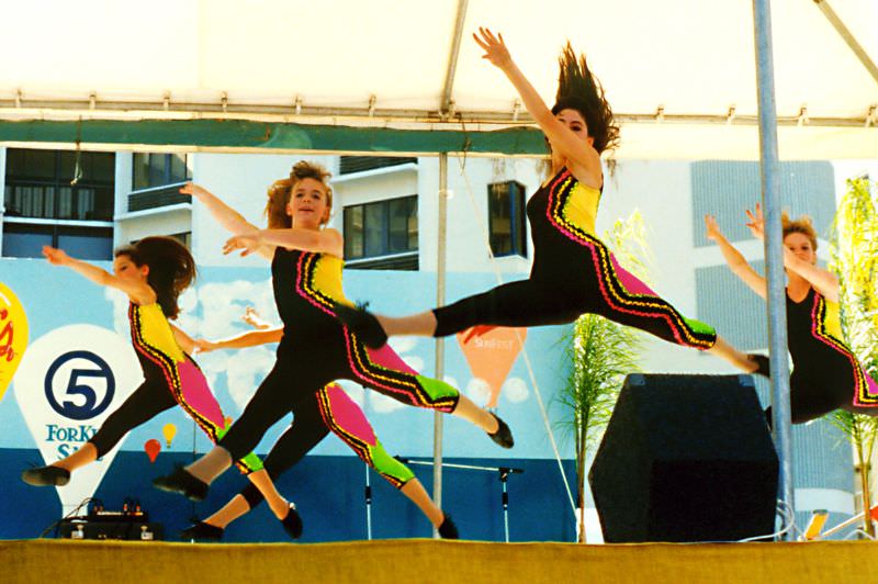 Dancers leap, SunFest, West Palm Beach, 1989