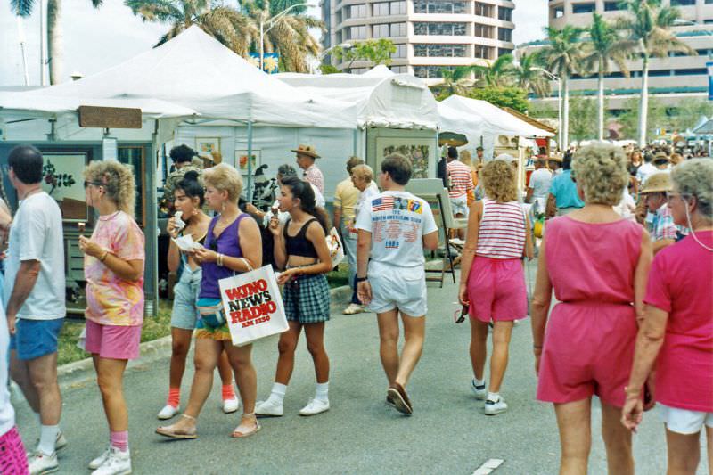 Crowd by art booths, SunFest, 1990