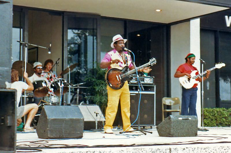 George Benson (probably) and band performing, SunFest, 1988