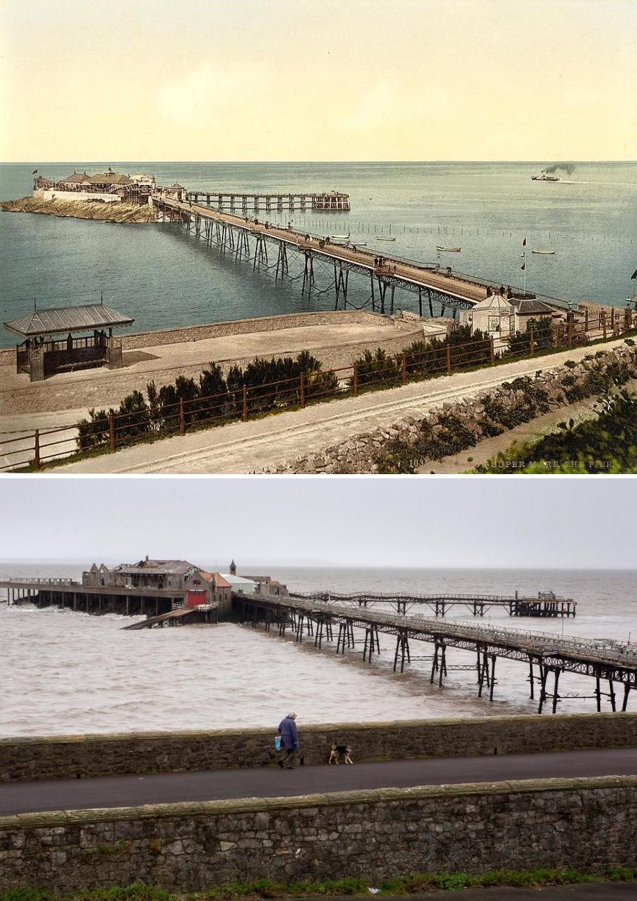 The pier in Weston-super-Mare in the 19th century before it grew into an amusement attraction.