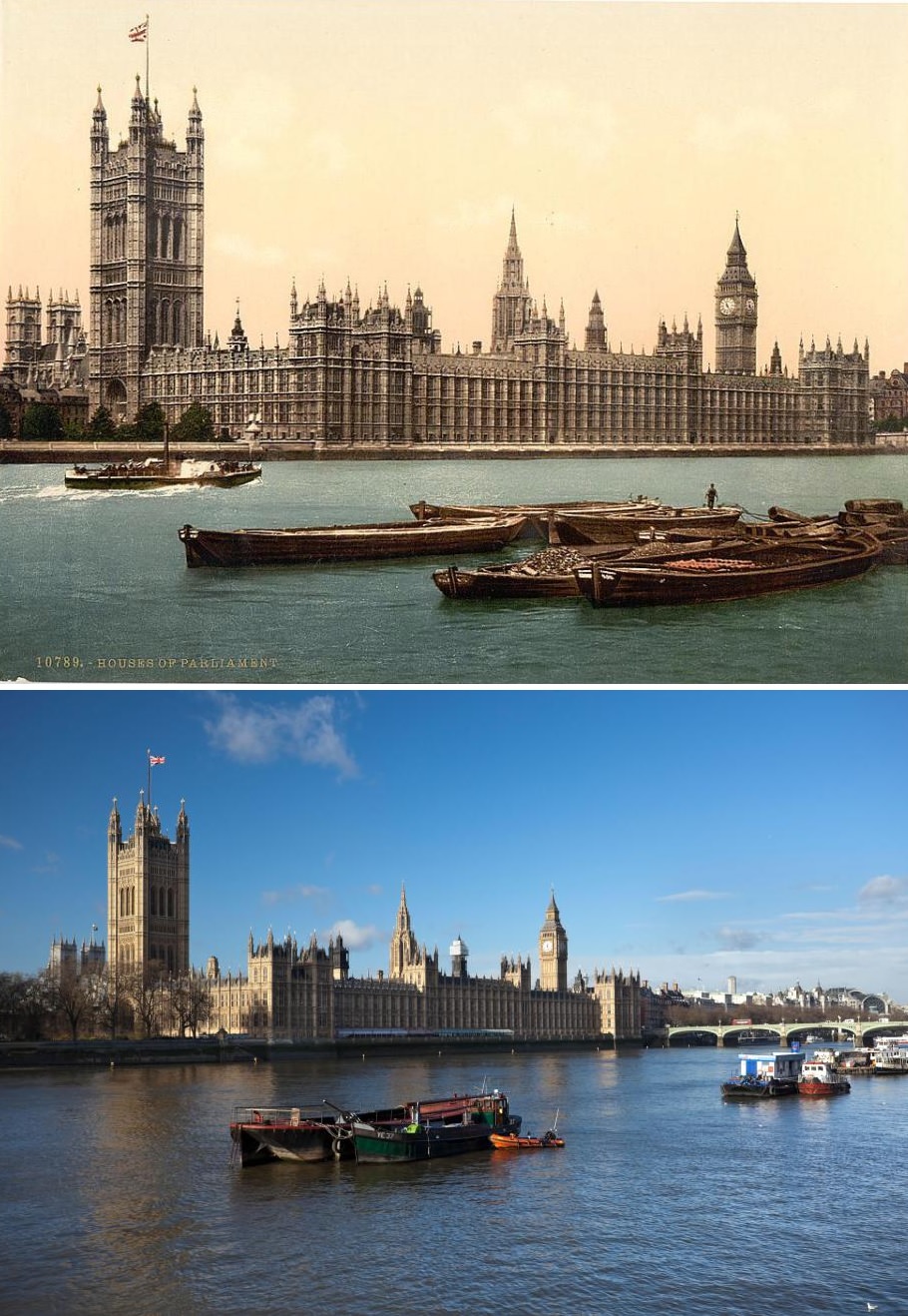 Parliament and iconic Big Ben in Central London in the 1800s.