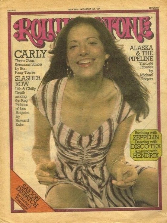 Hudson designed the dress worn by Carly Simon for her May 1975 Rolling Stone cover