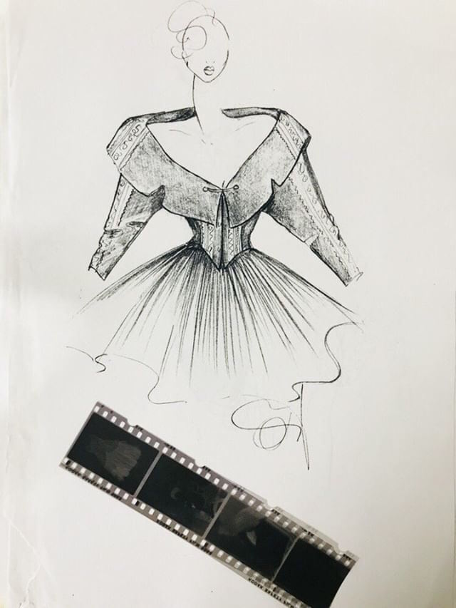 Fashion sketch and negatives of Ola Hudson