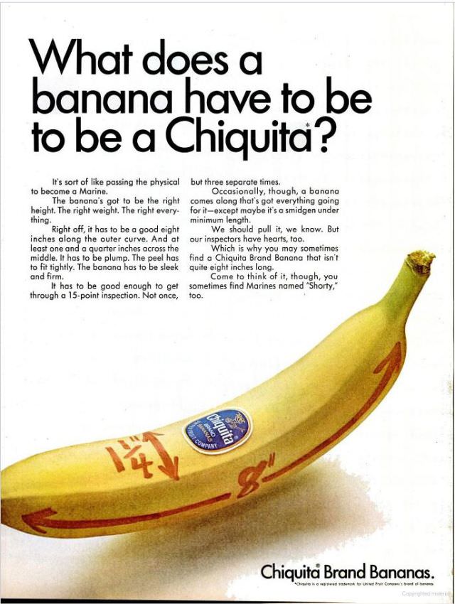 What does a banana have to be to be a Chiquita?