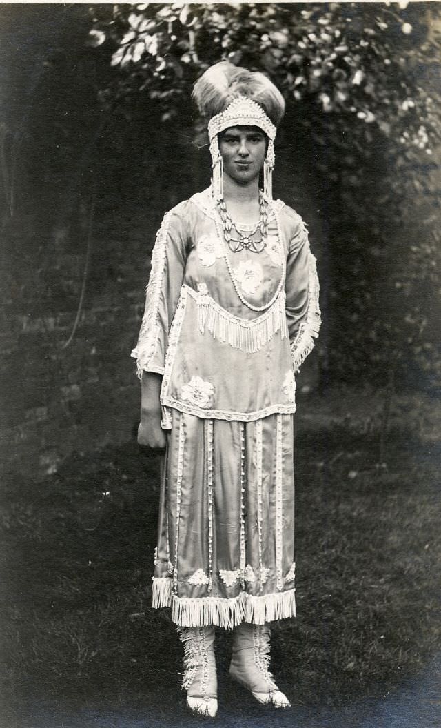 Dressed as a Red Indian woman