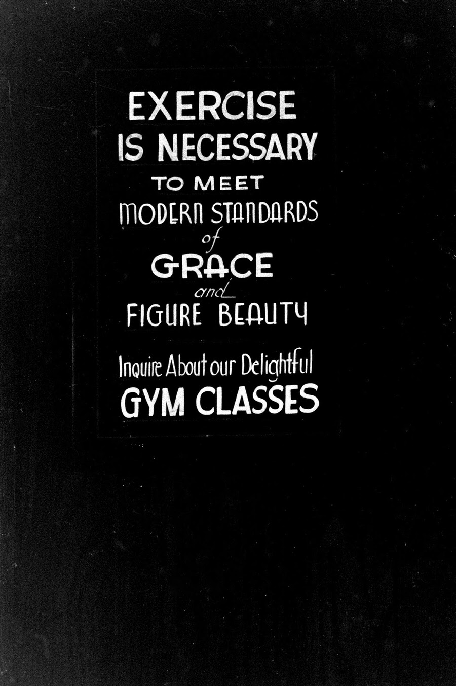 Advertisement for gym classes at Rose Dor Farms.