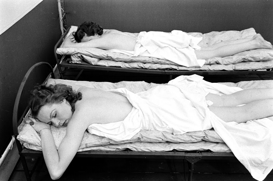 Women resting at Rose Dor Farms, a weight loss camp, 1938.